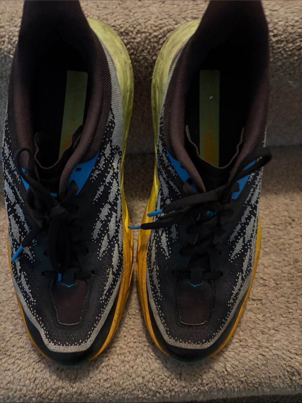 Hoka Speed Goat Men's Black Gray Blue Yellow Athletic Shoes